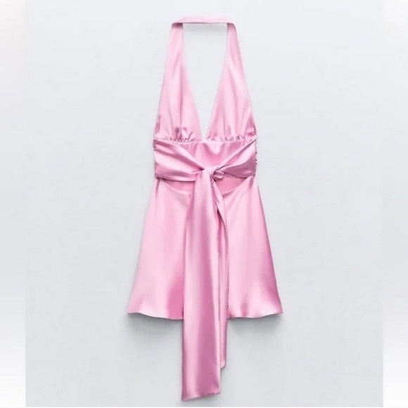 Zara SATIN EFFECT HALTER DRESS size XS - Picture 6 of 14
